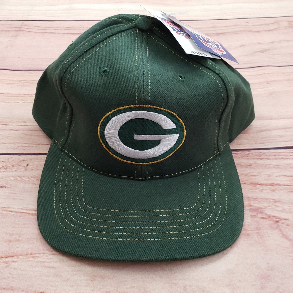 NEW Vintage Green‎ Bay Packers Hat Cap Snap Back Green NFL Football Mens 90s B3